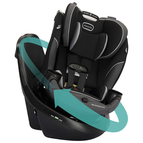 Siège d'auto pour bébé orienté vers l'arrière Revolve360 Slim d'Evenflo - Noir/Gris