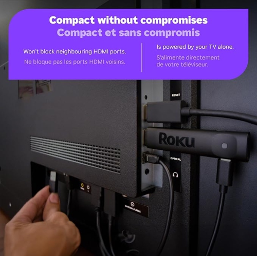 Roku® Streaming Stick™ Plus 2025 – 4K and HDR Roku Streaming Device for TV with Voice Remote – Free and Live TV