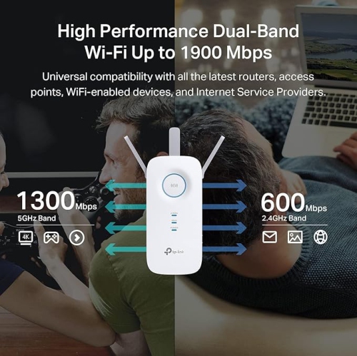 TP-Link AC1900 WiFi Extender, Covers Up to 2800 Sq.ft and 35 Devices, 1900Mbps Dual Band Wireless Repeater, Internet Booster, Gigabit Ethernet Port