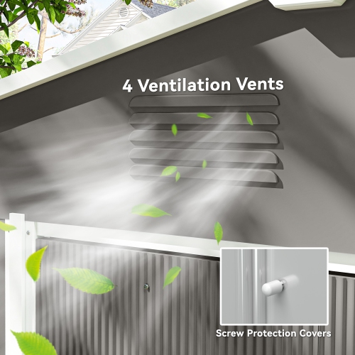 Outsunny 8' x 6' Outdoor Storage Shed, Metal Garden Tool Storage House with Lockable Sliding Doors and Vents for Backyard Patio Lawn, Light Grey