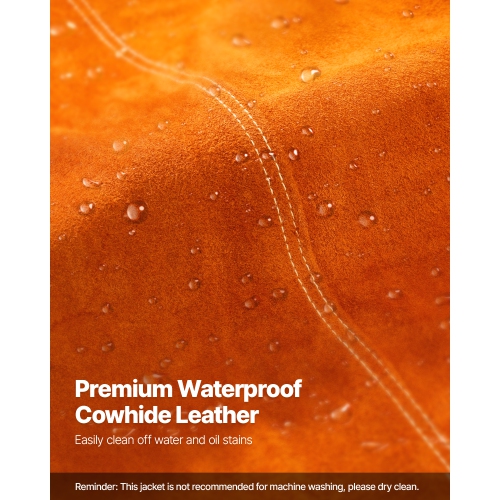 VEVOR 4 Pockets Leather Welding Jacket,Heavy Duty Cowhide Flame Resistant Welding Coat,Waterproof Heat-Resistant Safety Jacket with Adjustable Cuffs