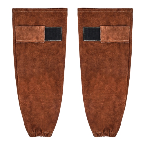 VEVOR Leather Welding Sleeves, Heavy Duty Cowhide Flame Resistant Work Sleeves for Arm Protection, Heat-Resistant Safety Sleeve for Welding,