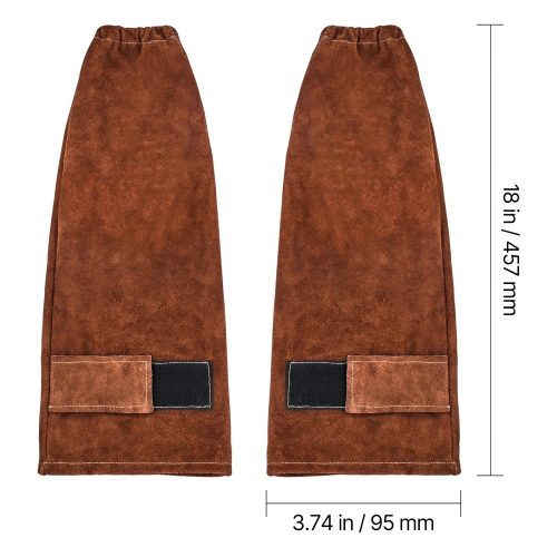 VEVOR Leather Welding Sleeves, Heavy Duty Cowhide Flame Resistant Work Sleeves for Arm Protection, Heat-Resistant Safety Sleeve for Welding,