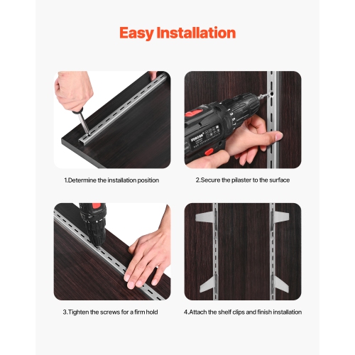 VEVOR 39-inch Shelf Pilaster, 10 Pack, Upright Wall Shelving System, Heavy Duty Support System Single Slot Shelf Rails, 40 Screws Included, Suitable