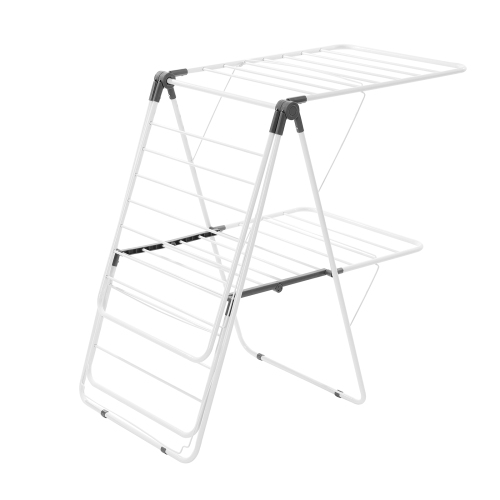 VEVOR 2-Tier Clothes Drying Rack, Foldable Laundry Dryer Rack with Sock Clips & 31 Dry Rods, Metal Height Adjustable Drying Racks for Outdoor &