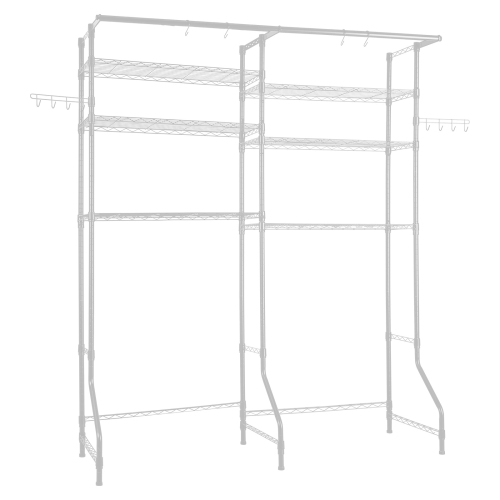 VEVOR 6 Tiers Over Washer and Dryer Storage Shelves, Laundry Room Drying Rack with Hanger Rod and Hooks, Two Rows Adjustable Washer Shelves Space