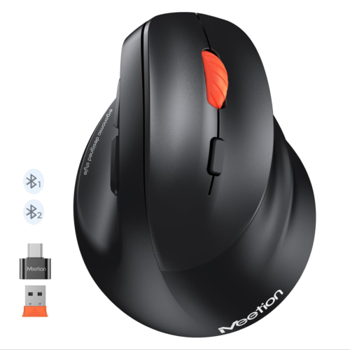 MEETION Ergonomic Mouse Wireless, Bluetooth Vertical Mouse with 3 Multi-Device for Bluetooth and 2.4G wireless, 4 DPI 1200-3200 Ergo Mice