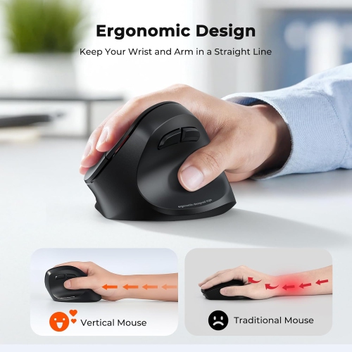 MEETION Ergonomic Mouse Wireless, Bluetooth Vertical Mouse with 3 Multi-Device for Bluetooth and 2.4G wireless, 4 DPI 1200-3200 Ergo Mice