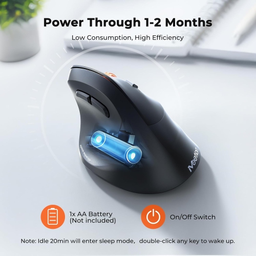 MEETION Ergonomic Mouse Wireless, Bluetooth Vertical Mouse with 3 Multi-Device for Bluetooth and 2.4G wireless, 4 DPI 1200-3200 Ergo Mice