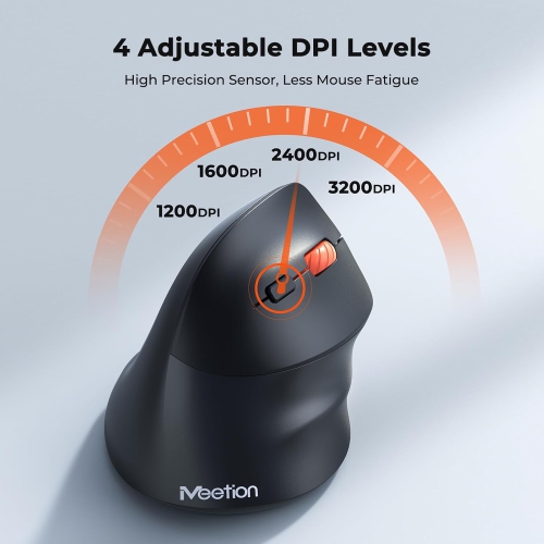 MEETION Ergonomic Mouse Wireless, Bluetooth Vertical Mouse with 3 Multi-Device for Bluetooth and 2.4G wireless, 4 DPI 1200-3200 Ergo Mice