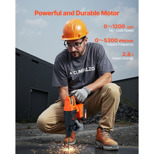 VEVOR 20V Brushless Cordless Hammer Drill, Lithium-Ion 1 Inch Rotary Hammer Driver, SDS-Plus Electric Lightweight Power Tool Kit with Battery, 4