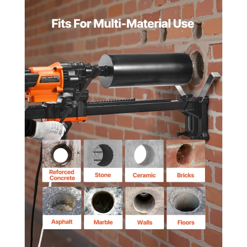 Perceuse à noyau diamanté VEVOR 3000&nbsp;W, diamètre de perçage de 0.8-8&nbsp;po, support de perceuse à noyau en béton sec et humide avec 8 forets,