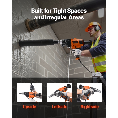 Perceuse à noyau diamanté VEVOR 2000&nbsp;W, diamètre de perçage de 0,8 à 6,3&nbsp;po, plate-forme à main pour béton sec et humide avec 4 forets,