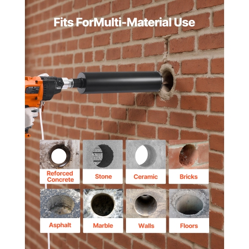 Perceuse à noyau diamanté VEVOR 2000&nbsp;W, diamètre de perçage de 0,8 à 6,3&nbsp;po, plate-forme à main pour béton sec et humide avec 4 forets,