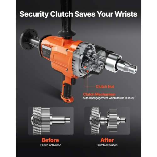 Perceuse à noyau diamanté VEVOR 2000&nbsp;W, diamètre de perçage de 0,8 à 6,3&nbsp;po, plate-forme à main pour béton sec et humide avec 4 forets,