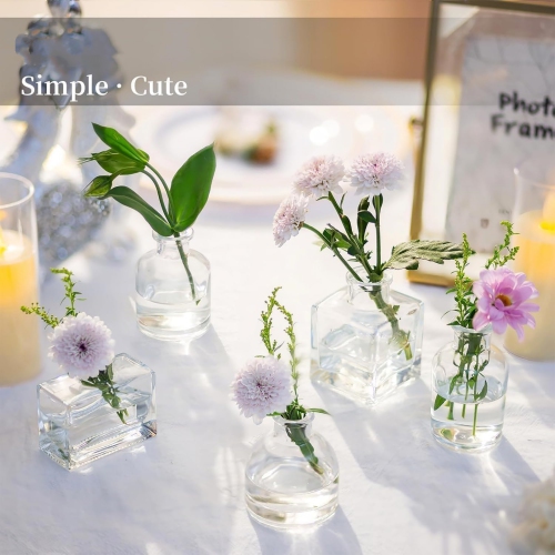 NIERBO Mini Clear Vases for Centerpieces Cute Flower Vase Set of 40 Tiny Vases for Flowers Decorative Centerpiece Vases for Table Decor Wedding Party