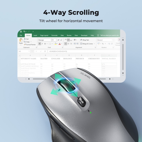 MEETION BTM007 Wireless Bluetooth Mouse, LED Rechargeable Ergonomic Mouse with Multi Mode, Portable Mouse for Mac, Laptop, PC, Computer, Tilt Wheel