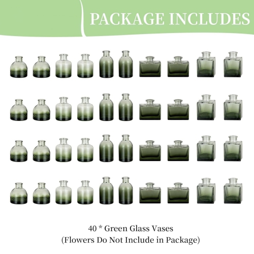 NIERBO Mini Green Vases for Centerpieces Cute Flower Vase Set of 40 Tiny Vases for Flowers Decorative Centerpiece Vases for Table Decor Wedding Party