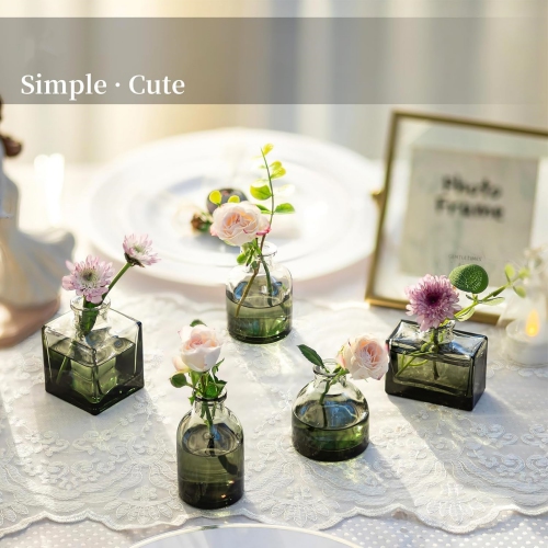NIERBO Mini Green Vases for Centerpieces Cute Flower Vase Set of 40 Tiny Vases for Flowers Decorative Centerpiece Vases for Table Decor Wedding Party