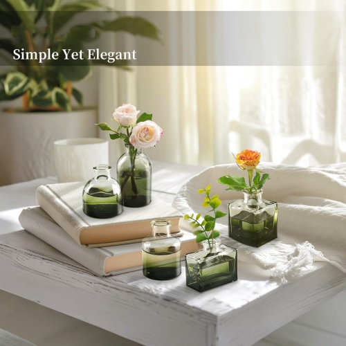 NIERBO Mini Green Vases for Centerpieces Cute Flower Vase Set of 40 Tiny Vases for Flowers Decorative Centerpiece Vases for Table Decor Wedding Party
