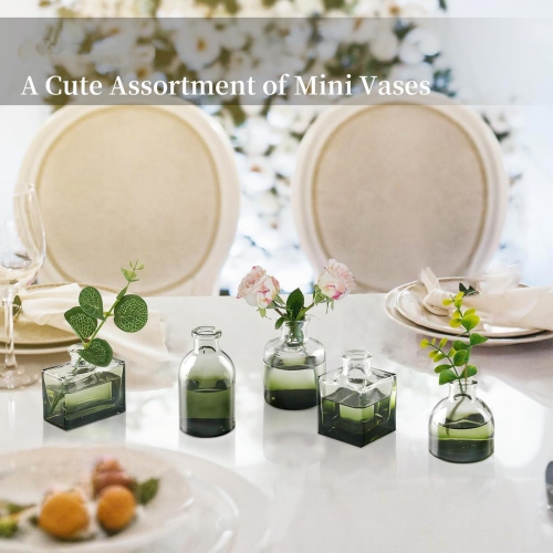 NIERBO Mini Green Vases for Centerpieces Cute Flower Vase Set of 40 Tiny Vases for Flowers Decorative Centerpiece Vases for Table Decor Wedding Party