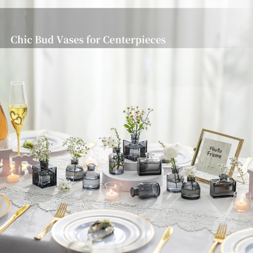NIERBO Mini Black Vases for Centerpieces Cute Flower Vase Set of 40 Tiny Vases for Flowers Decorative Centerpiece Vases for Table Decor Wedding Party