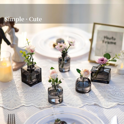 NIERBO Mini Black Vases for Centerpieces Cute Flower Vase Set of 40 Tiny Vases for Flowers Decorative Centerpiece Vases for Table Decor Wedding Party