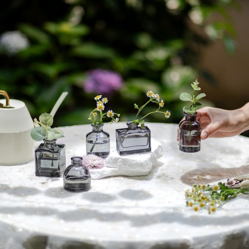 NIERBO Mini Black Vases for Centerpieces Cute Flower Vase Set of 40 Tiny Vases for Flowers Decorative Centerpiece Vases for Table Decor Wedding Party