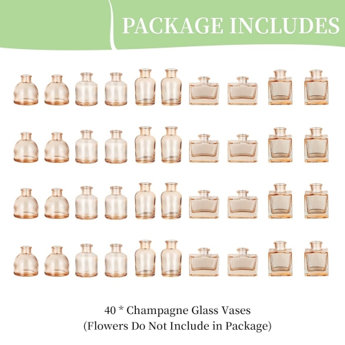 NIERBO Mini Amber Vases for Centerpieces Cute Flower Vase Set of 40 Tiny Vases for Flowers Decorative Centerpiece Vases for Table Decor Wedding Party