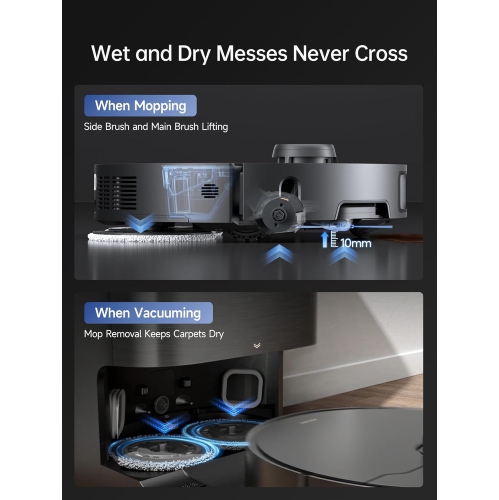 Dreame X40 Ultra Robotic Vacuum, Liftable Mop and Brushes, Removable Mop, 12KPa Suction, Side Brush, 158°F Mop & Washboard Self-Cleaning,