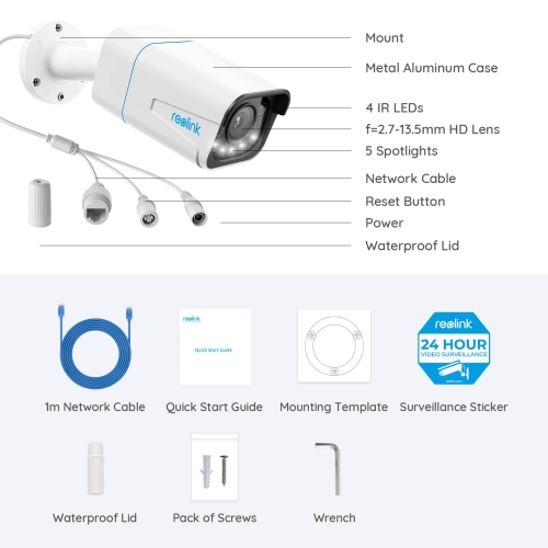 Reolink 4K 8MP PoE Security Camera with 5X Optical Zoom, Color Night Vision, Two-Way Audio