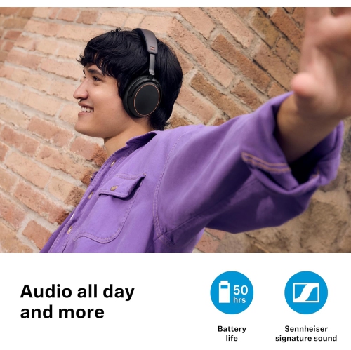 Casque d'écoute sans fil Bluetooth ACCENTUM de Sennheiser – Autonomie de 50 heures, audio, suppression du bruit hybride, confort toute la journée et