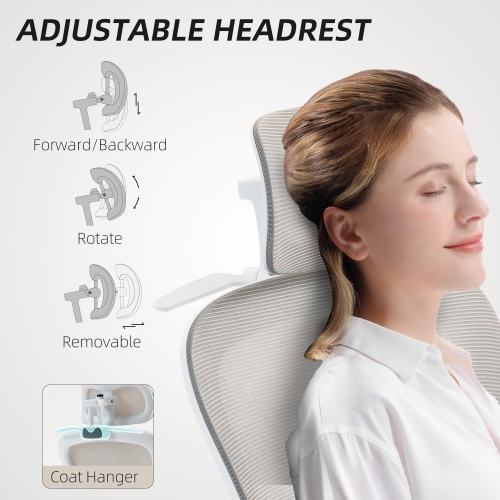 HOMCOM Ergonomic Office Chair with Flip-up Armrest, Executive Mesh Desk Chair with Coat Hanger, Rotatable Headrest, Adjustable Lumbar Support, Tilt