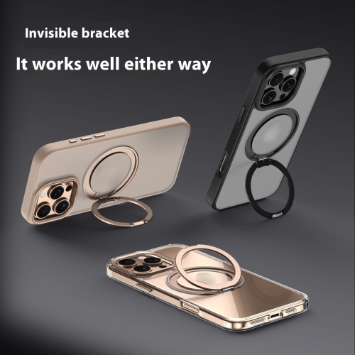 Suitable for iPhone 14 pro high-end magnetic rotating bracket case mobile phone case fulcrum protective cover - black