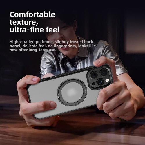 Suitable for iPhone 14 pro high-end magnetic rotating bracket case mobile phone case fulcrum protective cover - black