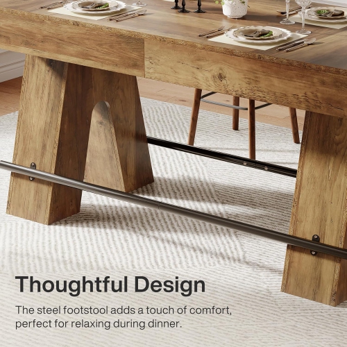 Tribesigns 63" Dining Table for 4-6, Counter Height Kitchen Table with Metal Footrest, High Top Bar Counter Tables with Sturdy Base for Dining Room,