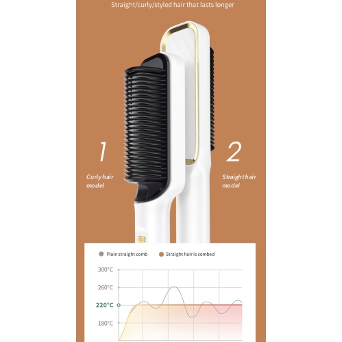 LCD straightening comb, negative ion, no hair damage, straightening and curly hair, dual-purpose lazy curling iron, hair straightener -gray- LCD