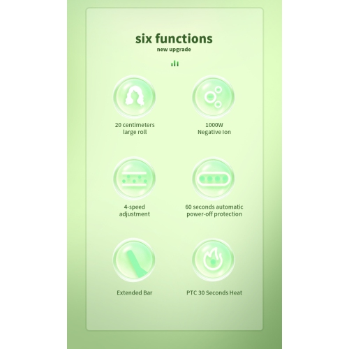 Multifunctional curling iron, hot air comb, curling comb, hair dryer, curling iron, hair styling, straight hair comb - green aluminum head