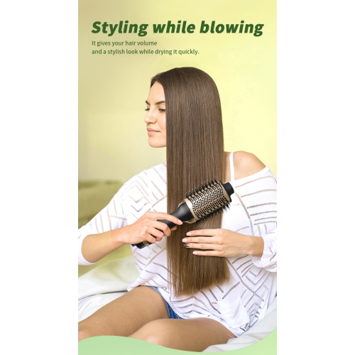 Multifunctional curling iron, hot air comb, curling comb, hair dryer, curling iron, hair styling, straight hair comb - green aluminum head