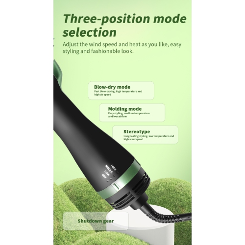 Multifunctional curling iron, hot air comb, curling comb, hair dryer, curling iron, hair styling, straight hair comb - green aluminum head