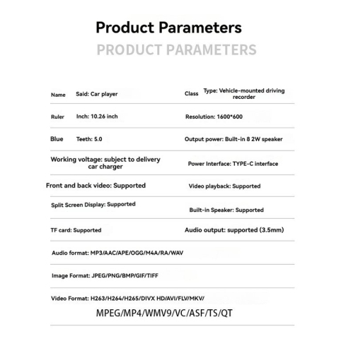 9-inch CarPlay front and rear dual-recording dashcam - CarPlay smart screen convenient navigation, smart Bluetooth, MP5 player, in-car screen