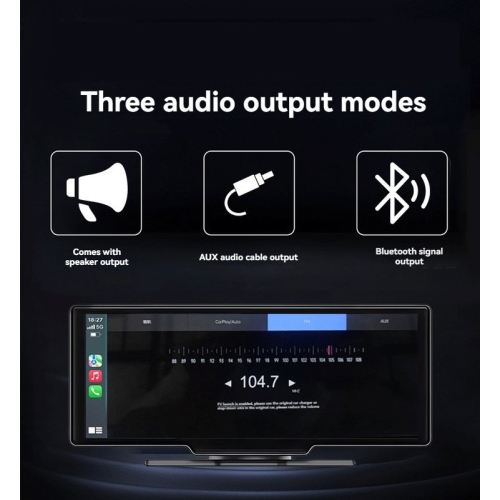 Car Dash Cam with Screen Mirroring: 10.26-inch touchscreen+front and rear dual recording+wireless CarPlay navigation+reverse assist + multimedia