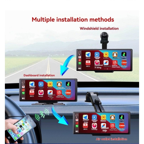 9-inch CarPlay front and rear dual-recording dashcam-CarPlay smart screen convenient navigation, smart Bluetooth, MP5 player, in-car screen