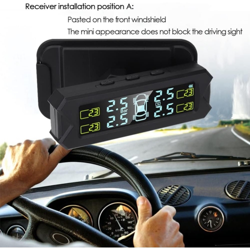 Système de surveillance de la pression des pneus, réglage de l'écran solaire rotatif, avec 4 capteurs externes, accessoires pour l'auto