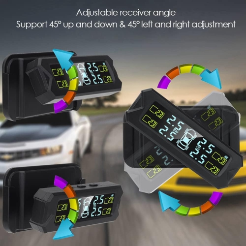 Système de surveillance de la pression des pneus, réglage de l'écran solaire rotatif, avec 4 capteurs externes, accessoires pour l'auto