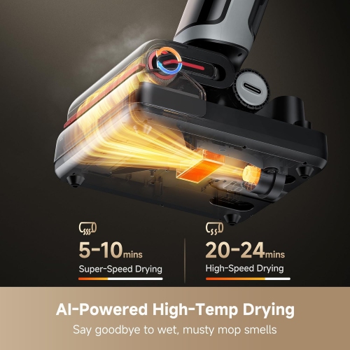 Dreame H15 Pro Heat Wet Dry Vacuum Cleaner, 185°F Hot Water Floor Washer, 22KPa Suction, 0 Hair Tangle Cordless Vacuum Mop, 212°F Self-Cleaning,