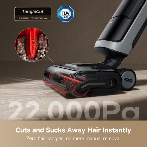 Dreame H15 Pro Heat Wet Dry Vacuum Cleaner, 185°F Hot Water Floor Washer, 22KPa Suction, 0 Hair Tangle Cordless Vacuum Mop, 212°F Self-Cleaning,