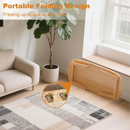 Modern Foldable Floor Table for Small Spaces, Study, Home, Computer, Natrual