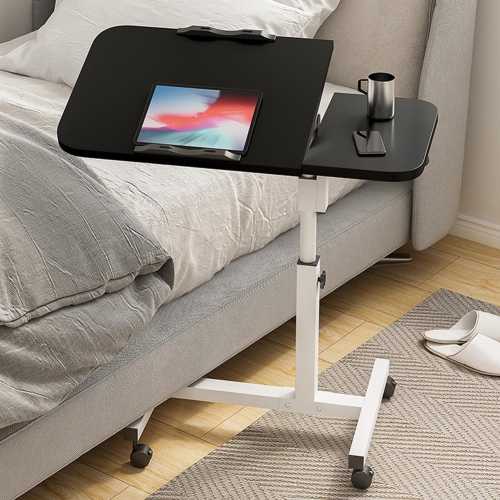 ACEKOOL  Adjustable Height Over The Bed Table With Wheels for Couch Home Office Computer Use In Black