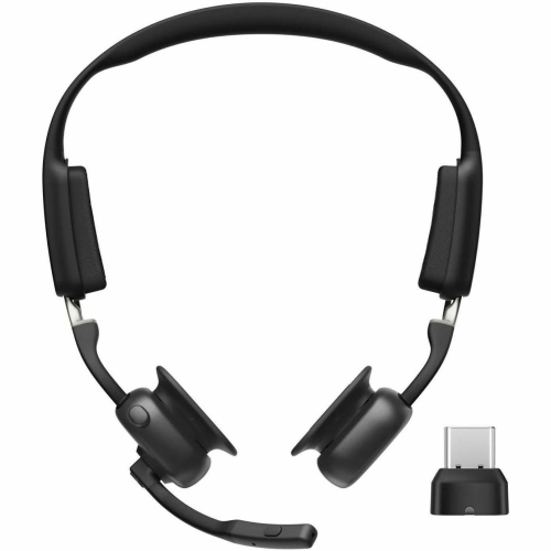 Casque d'écoute stéréo Bluetooth à suppression du bruit OpenMeet Black de Shokz, microphone ouvert